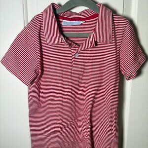 Trotter Street Kids Boys Red White Stripe Soft Polo size 8 Preppy Traditional